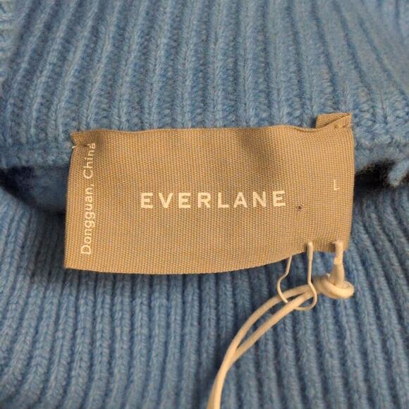 NWT Everlane Blue Navy Argyle Mock Turtleneck Wool Pullover Sweater Size L - Picture 6 of 12